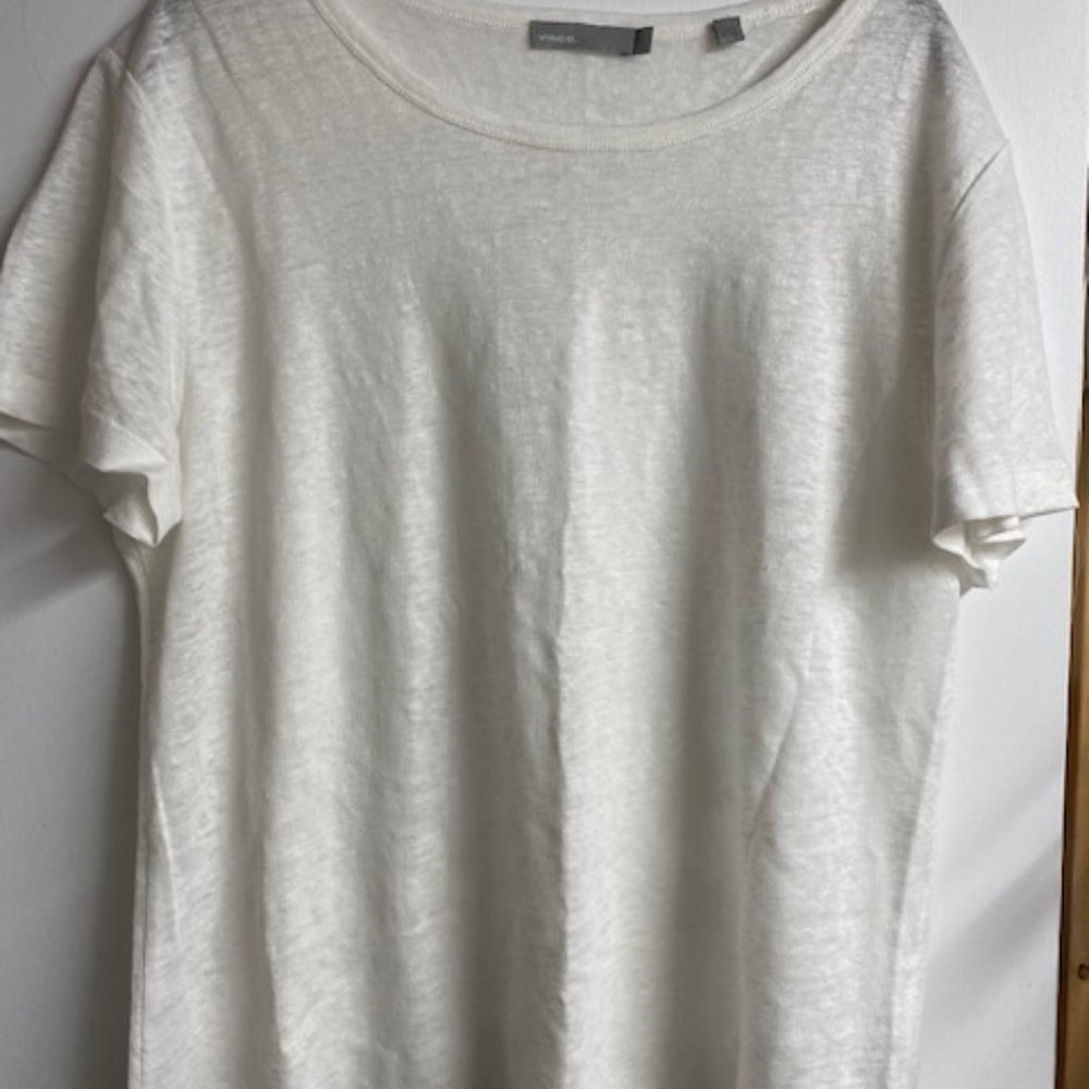 Vince White Linen women's  - L  Tshirt Size: Large